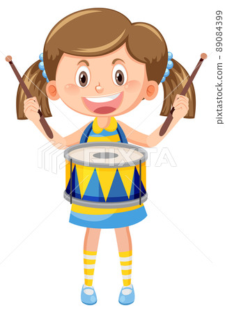 A kid with drum music instrument A kid with drum music instrument 89084399
