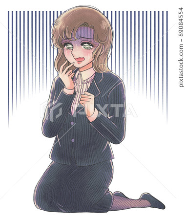1970s Shojo manga, pale office worker, anxious woman 1970s Shojo manga, pale office worker, anxious woman 89084554