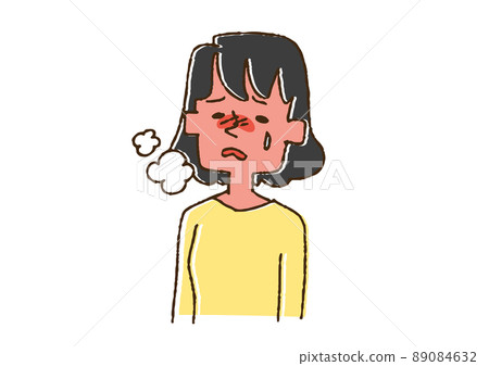 一個發燒的女人,一個滑稽的手寫人,一個矢量,一個線條畫和一個顏色 一個發燒的女人,一個滑稽的手寫人,一個矢量,一個線條畫和一個顏色 89084632