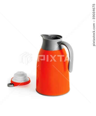 Orange thermos with a handle. 89084678