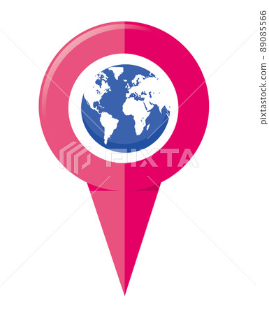 地圖導航應用程序的圖像插圖 地圖針和地球的簡單插圖 白色背景 89085566
