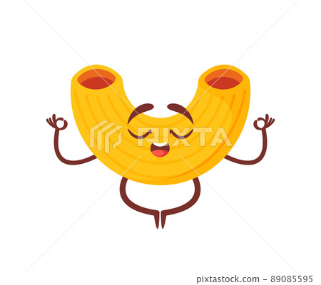 Cute Pasta Character Meditate Isolated on White Background. Yogi Noodles Italian Wheat Food. Macaroni Mascot Emoji Cute Pasta Character Meditate Isolated on White Background. Yogi Noodles Italian Wheat Food. Macaroni Mascot Emoji 89085595