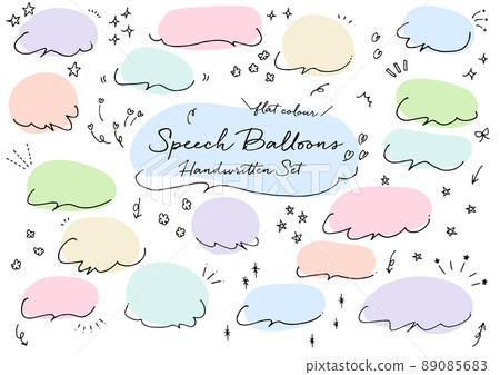 -Hand-painted speech bubble set (flat color) 89085683