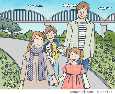 Walking with family Walking with family 89086147