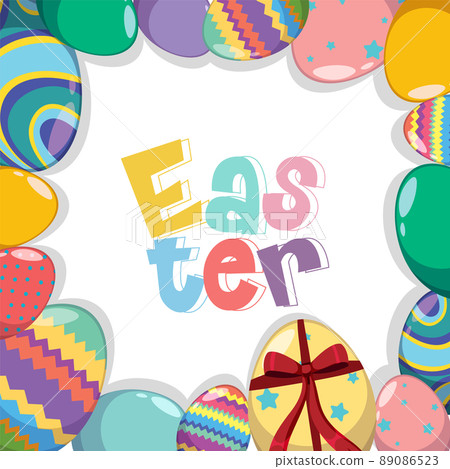 Happy Easter design with decorated eggs 89086523