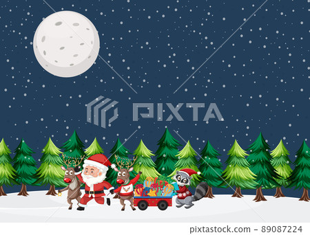Christmas theme with Santa and reindeers 89087224