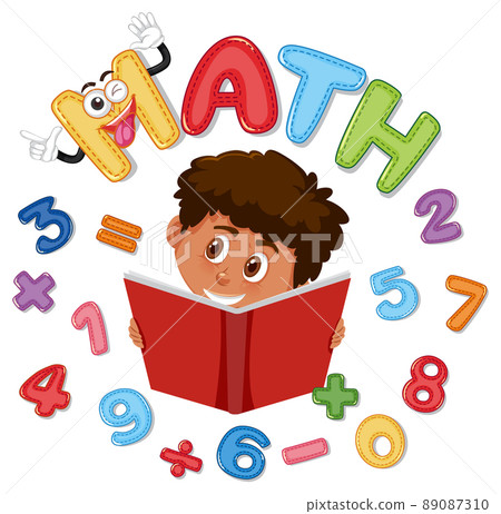 Font design for math with girl and numbers 89087310