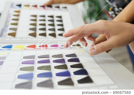 Client Choosing hair Dye Color 89087560