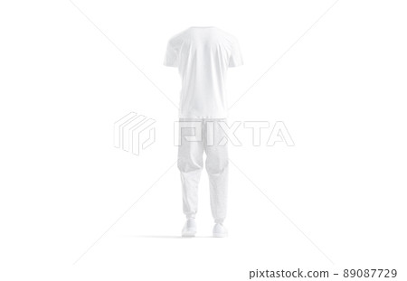 Blank white sport uniform with t-shirt and sweatpants mockup, isolated 89087729