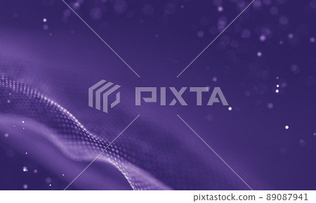 Data technology abstract futuristic illustration . Low poly shape with connecting dots and lines on dark background. 3D rendering . Big data visualization . 89087941