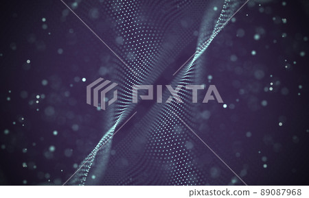 Data technology abstract futuristic illustration . Low poly shape with connecting dots and lines on dark background. 3D rendering . Big data visualization . 89087968
