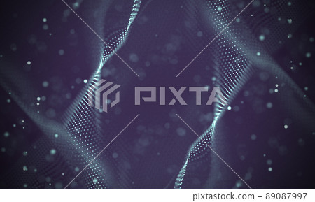 Data technology abstract futuristic illustration . Low poly shape with connecting dots and lines on dark background. 3D rendering . Big data visualization . 89087997