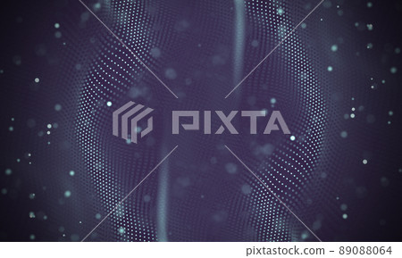 Data technology abstract futuristic illustration . Low poly shape with connecting dots and lines on dark background. 3D rendering . Big data visualization . Data technology abstract futuristic illustration . Low poly shape with connecting dots and lines on dark background. 3D rendering . Big data visualization . 89088064