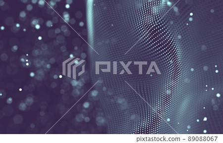 Data technology abstract futuristic illustration . Low poly shape with connecting dots and lines on dark background. 3D rendering . Big data visualization . Data technology abstract futuristic illustration . Low poly shape with connecting dots and lines on dark background. 3D rendering . Big data visualization . 89088067