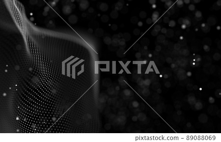 Data technology abstract futuristic illustration . Low poly shape with connecting dots and lines on dark background. 3D rendering . Big data visualization . Data technology abstract futuristic illustration . Low poly shape with connecting dots and lines on dark background. 3D rendering . Big data visualization . 89088069