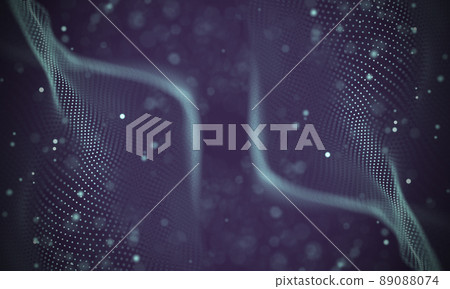 Data technology abstract futuristic illustration . Low poly shape with connecting dots and lines on dark background. 3D rendering . Big data visualization . Data technology abstract futuristic illustration . Low poly shape with connecting dots and lines on dark background. 3D rendering . Big data visualization . 89088074