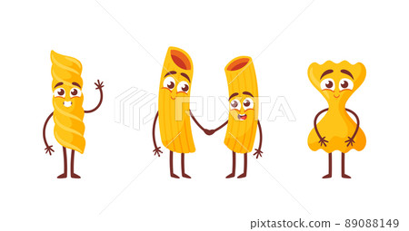 Cute Pasta Characters Emoji, Funny Noodle Personages Italian Wheat Food. Kawaii Macaroni Mascots Holding Hands Cute Pasta Characters Emoji, Funny Noodle Personages Italian Wheat Food. Kawaii Macaroni Mascots Holding Hands 89088149