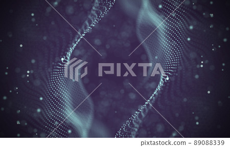 Data technology abstract futuristic illustration . Low poly shape with connecting dots and lines on dark background. 3D rendering . Big data visualization . 89088339