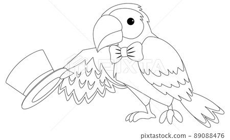 Circus parrot black and white doodle character Circus parrot black and white doodle character 89088476
