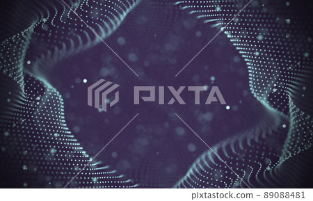 Data technology abstract futuristic illustration . Low poly shape with connecting dots and lines on dark background. 3D rendering . Big data visualization . 89088481