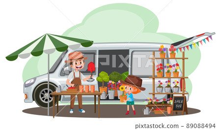 Flea market concept with plant shop Flea market concept with plant shop 89088494