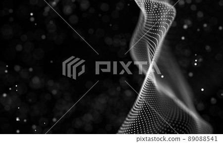 Data technology abstract futuristic illustration . Low poly shape with connecting dots and lines on dark background. 3D rendering . Big data visualization . Data technology abstract futuristic illustration . Low poly shape with connecting dots and lines on dark background. 3D rendering . Big data visualization . 89088541