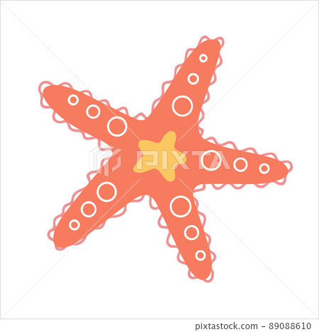 Starfish summer icon hand drawn in doodle style. Vector illustration 89088610