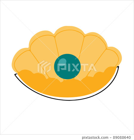 Open shell with pearl hand drawn in doodle style. Vector illustration 89088640