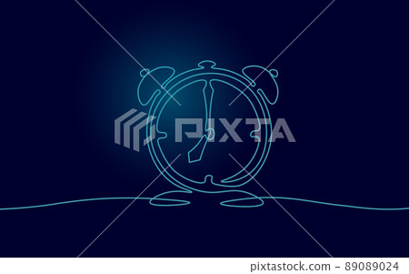Alarm clock time management life concept. Deadline present future planning. One line art creative opportunity ideas schedule vector illustration 89089024