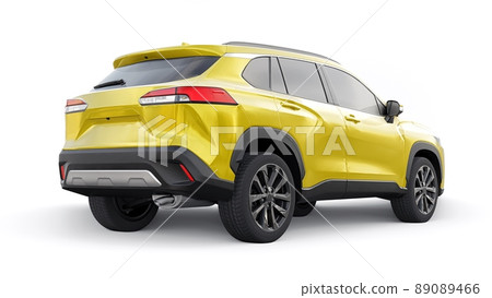 Compact SUV with a hybrid engine and four-wheel drive for the city and suburban areas on a white isolated background. 3d illustration. 89089466