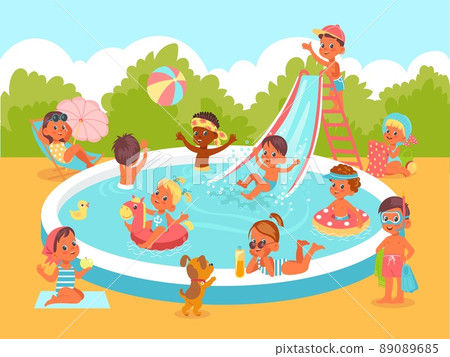 kids pool party clipart