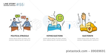 Set of illustrations icons elections, voting Set of illustrations icons elections, voting 89089691
