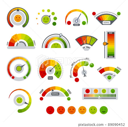 Mood scale. Feedback scales for survey with smile faces. Pain score, service or satisfaction evaluation. Painful meter signs, sad and happy exact vector set Mood scale. Feedback scales for survey with smile faces. Pain score, service or satisfaction evaluation. Painful meter signs, sad and happy exact vector set 89090452
