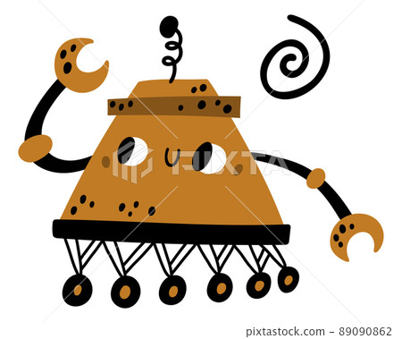 Space rover bot. Planet exploration robot in cute child style Space rover bot. Planet exploration robot in cute child style 89090862