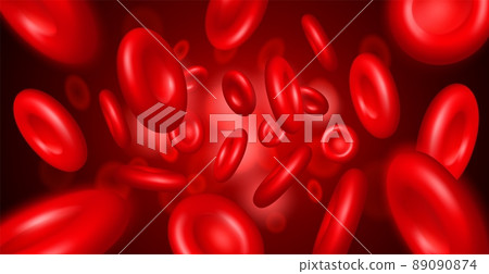 Realistic streaming blood cells. Macro vessel with 3D red particles. Abstract erythrocytes background. Enlarged artery flow. Circulatory system. Microscopic molecules. Vector concept Realistic streaming blood cells. Macro vessel with 3D red particles. Abstract erythrocytes background. Enlarged artery flow. Circulatory system. Microscopic molecules. Vector concept 89090874