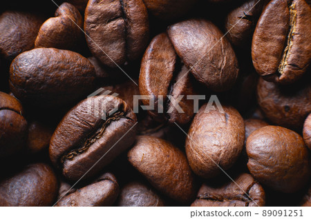 Coffee beans close up for background in shallow depth of field. macro photography 89091251