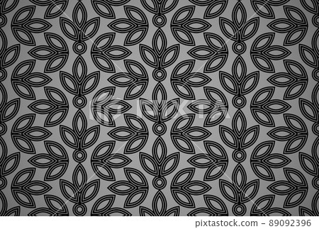 Flower geometric pattern. Seamless background. Black and gray ornament Flower geometric pattern. Seamless background. Black and gray ornament 89092396