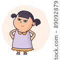 Cute little girl little girl with face expression vector illustration 89092879