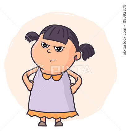 Cute little girl little girl with face expression vector illustration Cute little girl little girl with face expression vector illustration 89092879