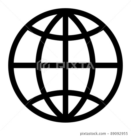 簡單的線條畫地球圖標 簡單的線條畫地球圖標 89092955