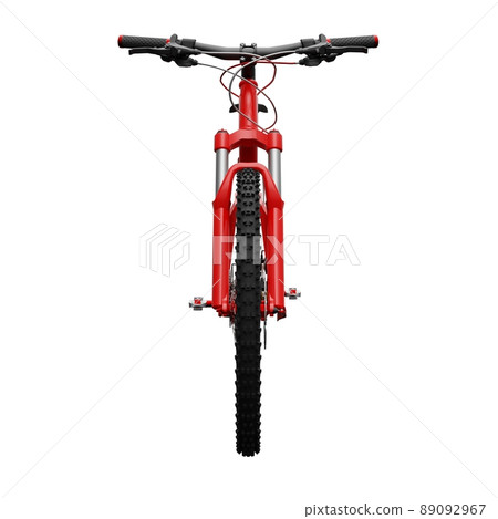 Red mountain bike on an isolated white background. 3d rendering. Red mountain bike on an isolated white background. 3d rendering. 89092967