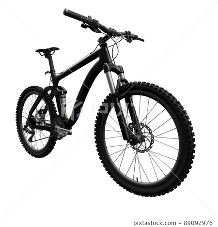 Black mountain bike on an isolated white background. 3d rendering. 89092976