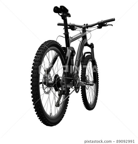 Black mountain bike on an isolated white background. 3d rendering. 89092991
