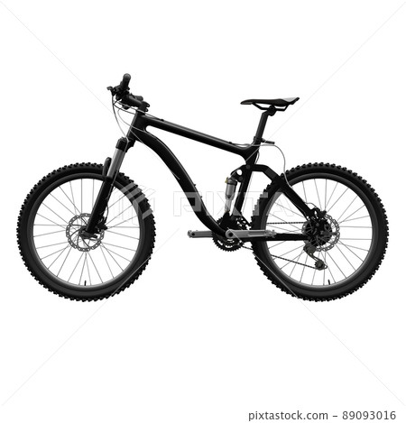 Black mountain bike on an isolated white background. 3d rendering. 89093016