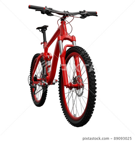 Red mountain bike on an isolated white background. 3d rendering. 89093025