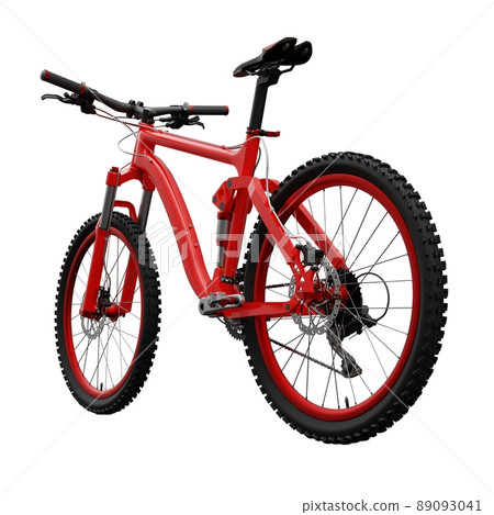 Red mountain bike on an isolated white background. 3d rendering. Red mountain bike on an isolated white background. 3d rendering. 89093041