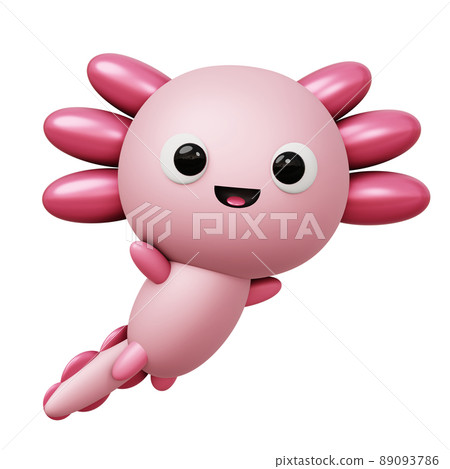 cartoon 3D illustration of Cute Axolotl cartoon 3D illustration of Cute Axolotl 89093786