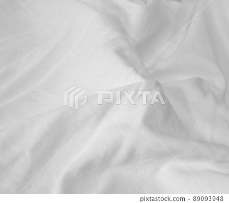 white crumpled blanket, texture, background, top view 89093948