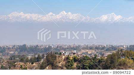 Himalaya Mountains with City in Foreground Himalaya Mountains with City in Foreground 89094722