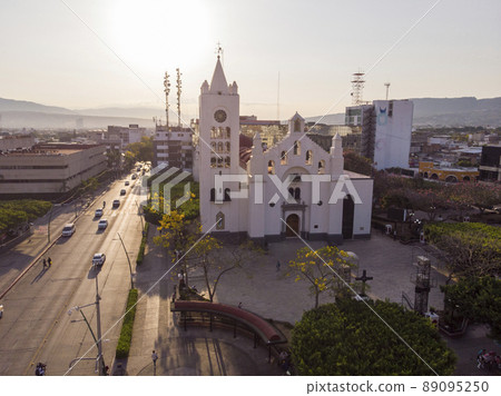 Aerial Drone Shot of San Marcos Cathedral - Tuxtla Gutierrez, Chiapas, Mexico Aerial Drone Shot of San Marcos Cathedral - Tuxtla Gutierrez, Chiapas, Mexico 89095250